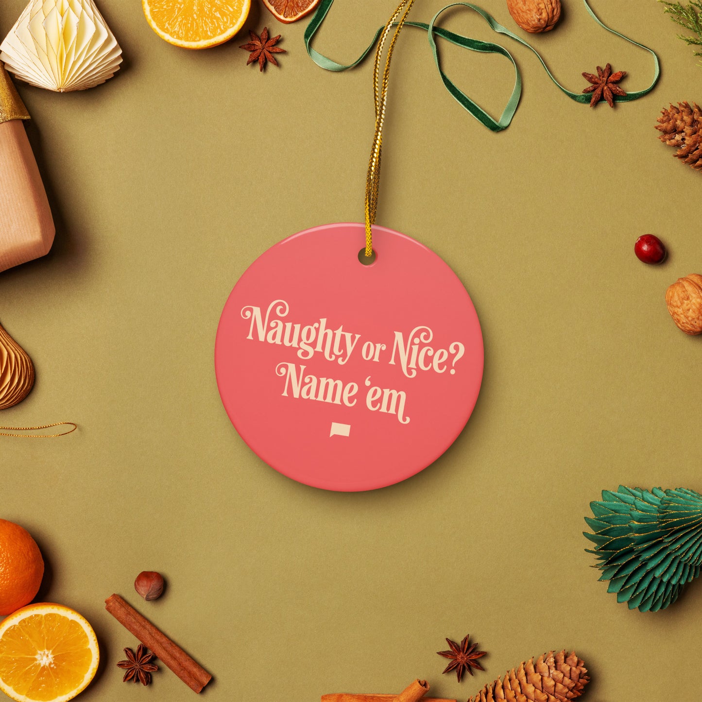 Bravo Ornament Naughty or Nice? Name 'em Ceramic