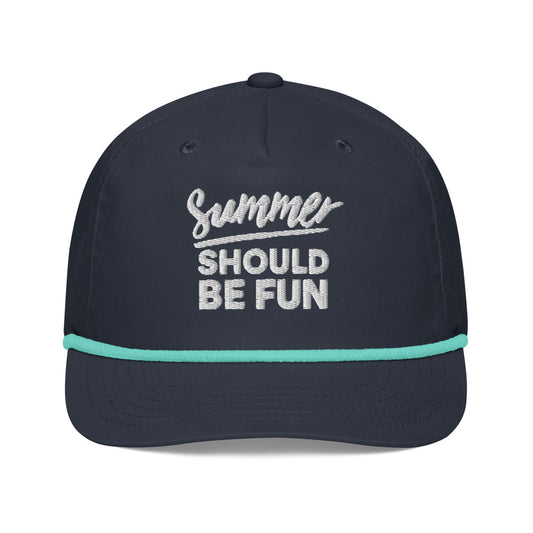 Summer House Summer Should Be Fun Embroidered Rope Cap Navy/mint