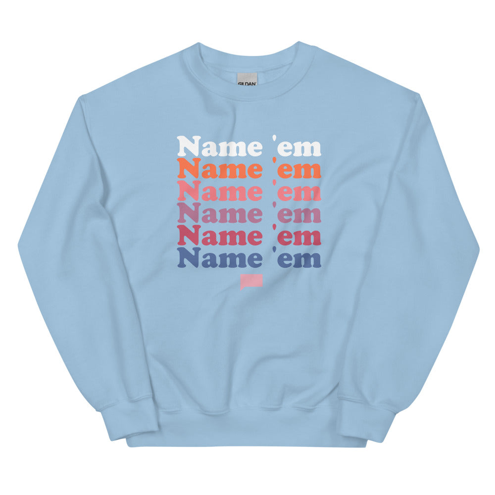 The Real Housewives of Beverly Hills Name Em Crewneck Light Blue