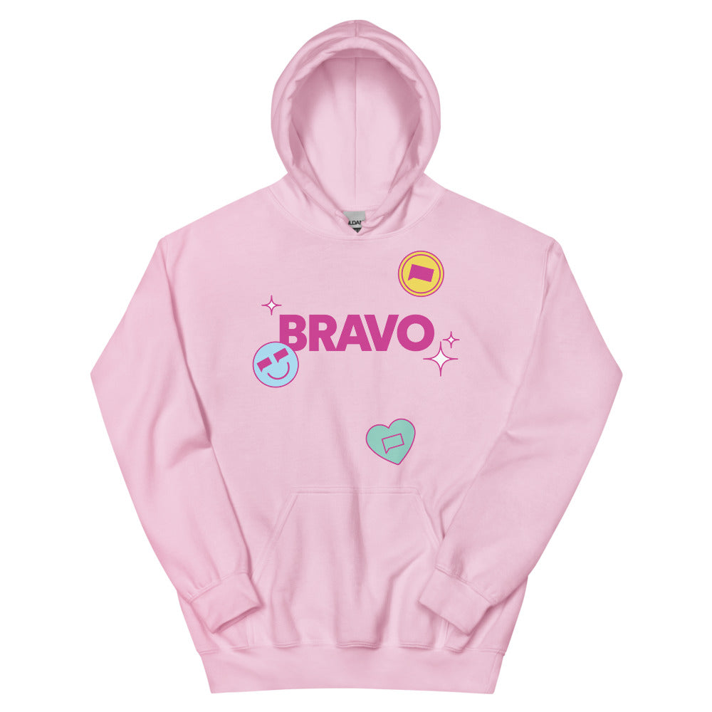 BravoCon Bravo Logo & Icons Hoodie Light Pink
