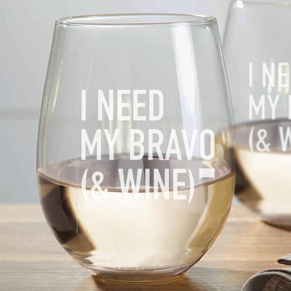 Anchor Etched Stemless Wine Glass Set