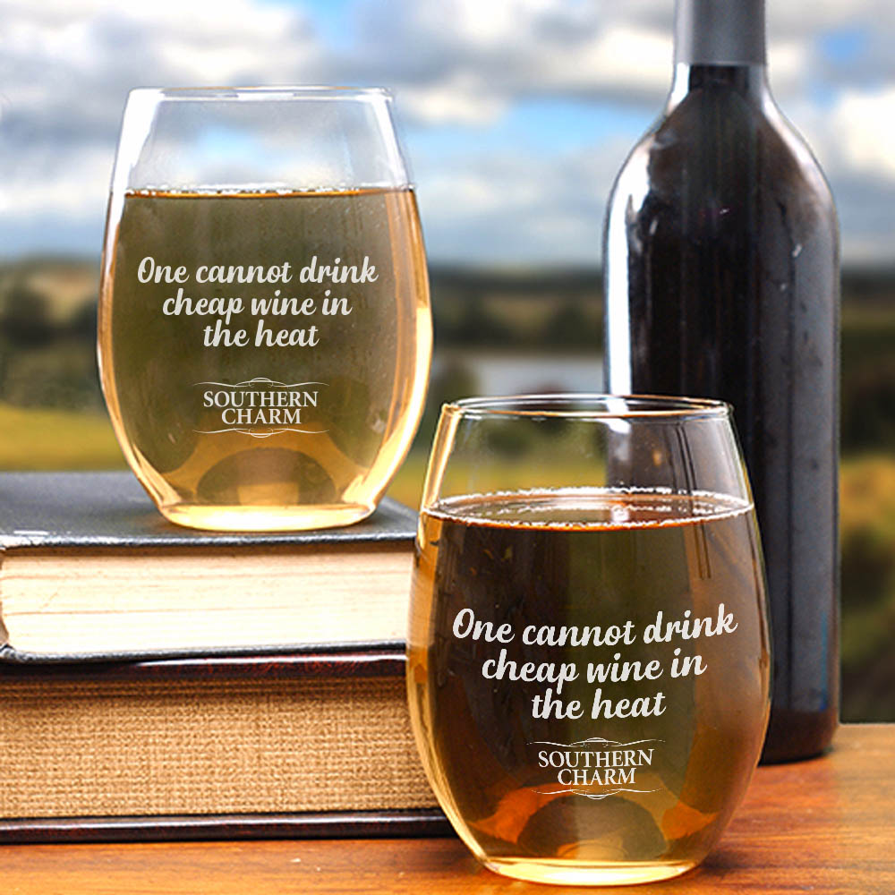 Southern Charm Cheap Wine in the Heat Stemless Wine Glasses