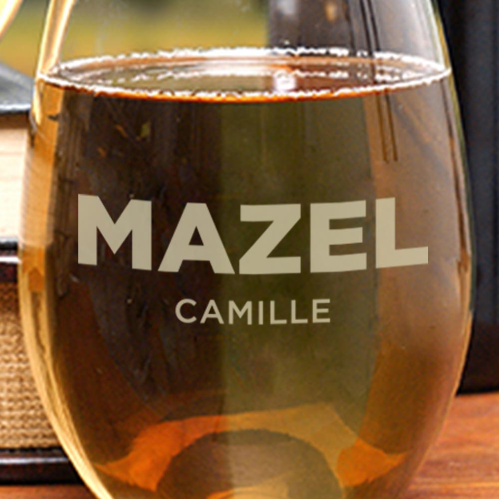 Watch What Happens Live Mazel Personalized Stemless Wine Glasses - Set of 2
