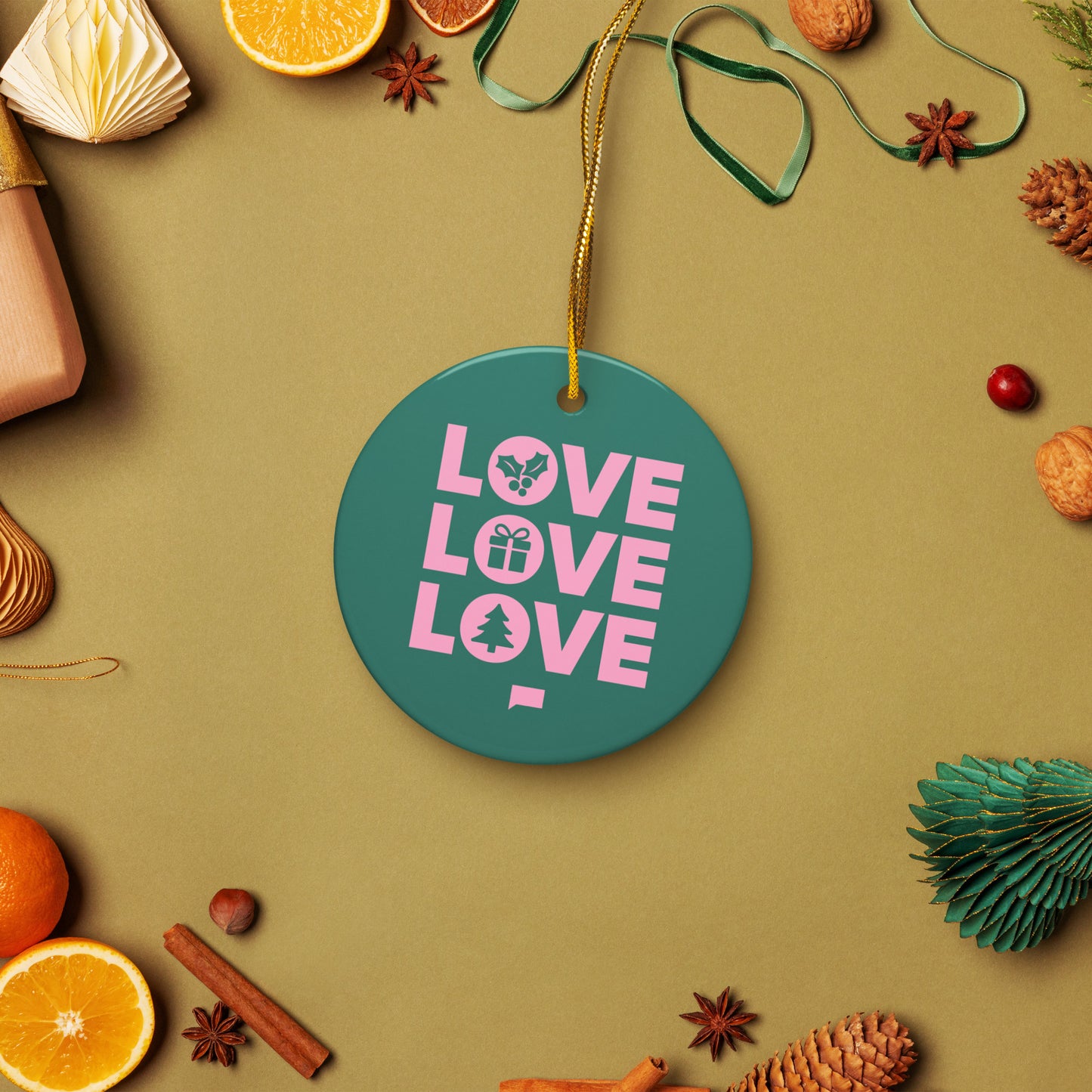 Bravo Ornament Love Love Love Holiday Ceramic