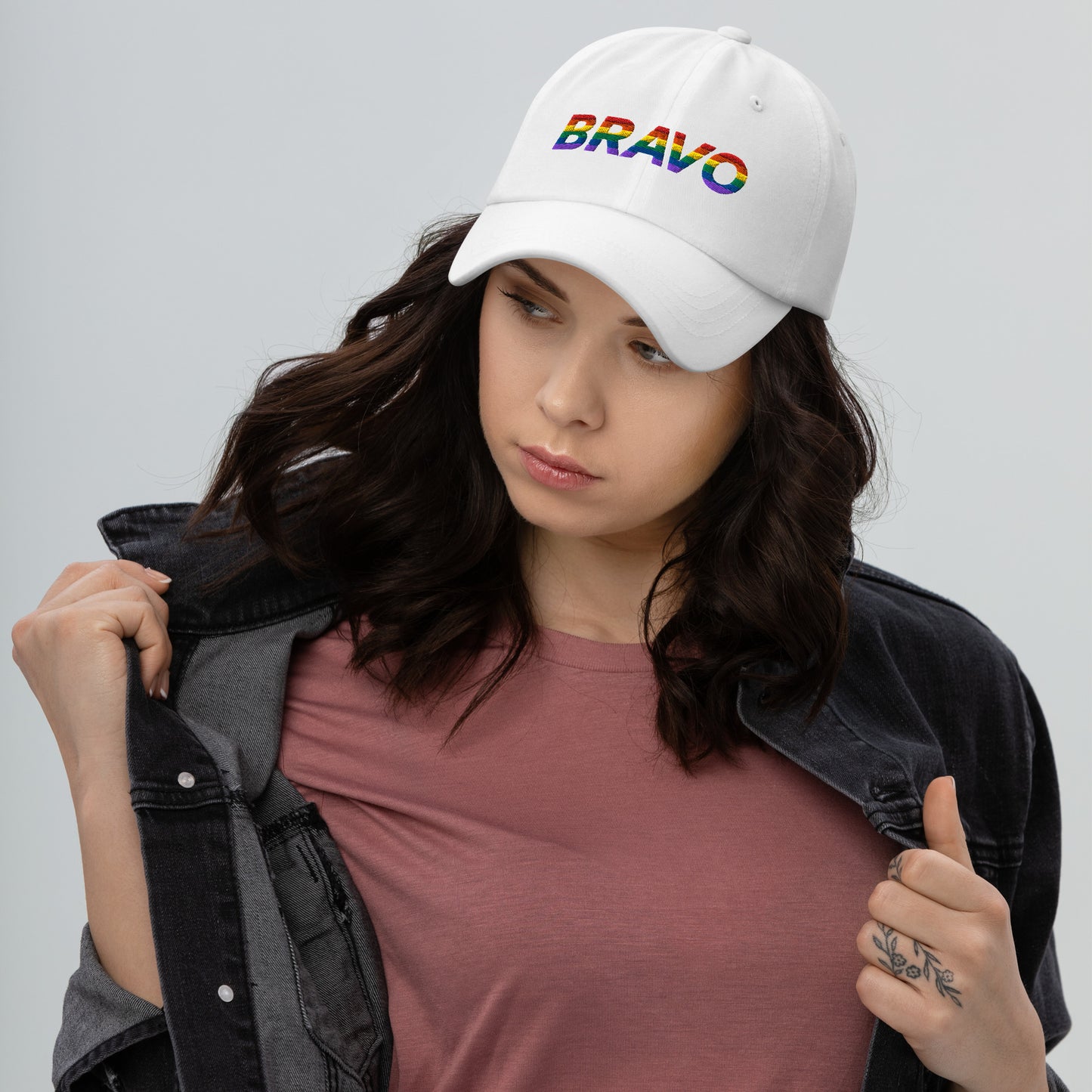 Bravo Pride Embroidered Hat Striped Logo