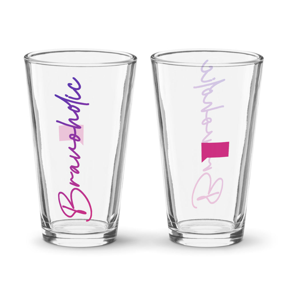 Bravoholic Script Pint Glass