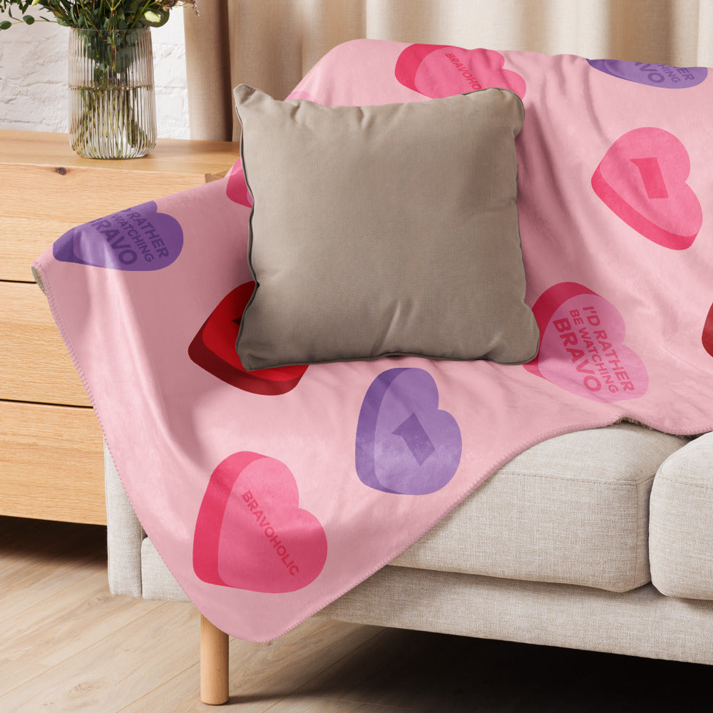 Bravo Conversation Hearts Sherpa Blanket