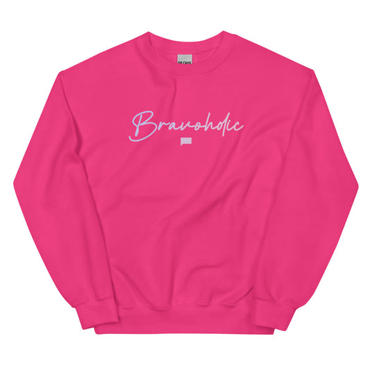 Bravoholic Script Crewneck Hot Pink