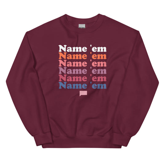 The Real Housewives of Beverly Hills Name Em Crewneck  Maroon