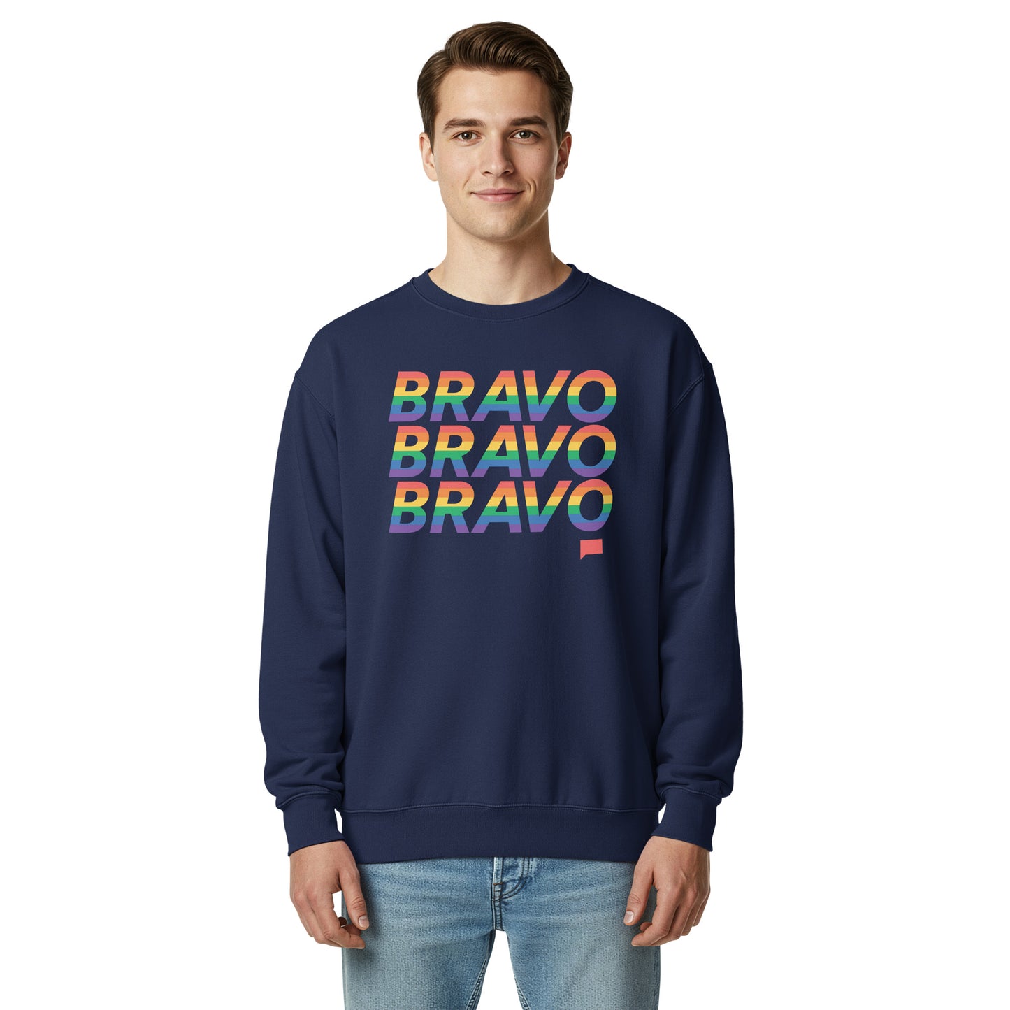 Bravo Pride Crewneck Striped Logo