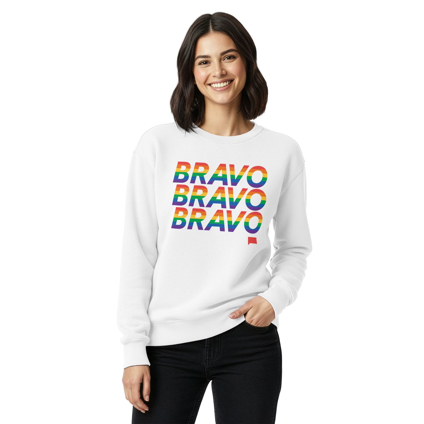 Bravo Pride Crewneck Striped Logo
