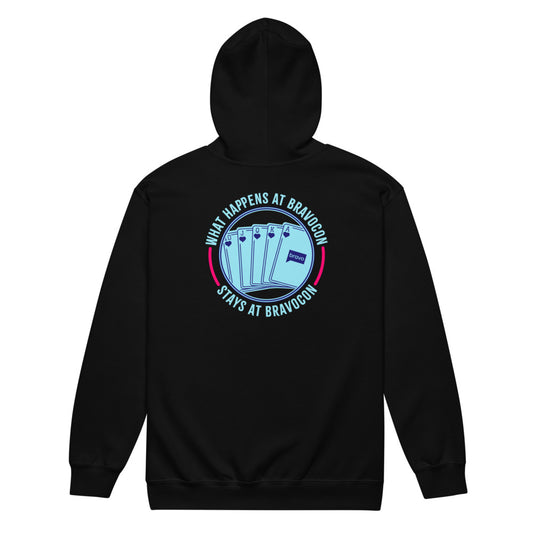 Bravocon What Happens at Bravocon Zip-Up Hoodie Black