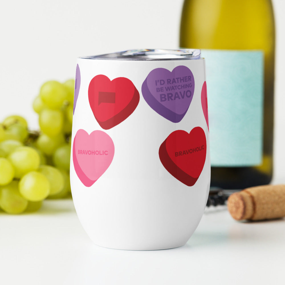 Bravo Conversation Hearts Wine Tumbler