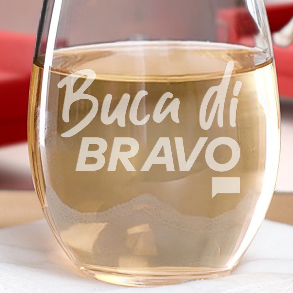 Buca Di Bravo Laser Engraved Stemless Wine Glass