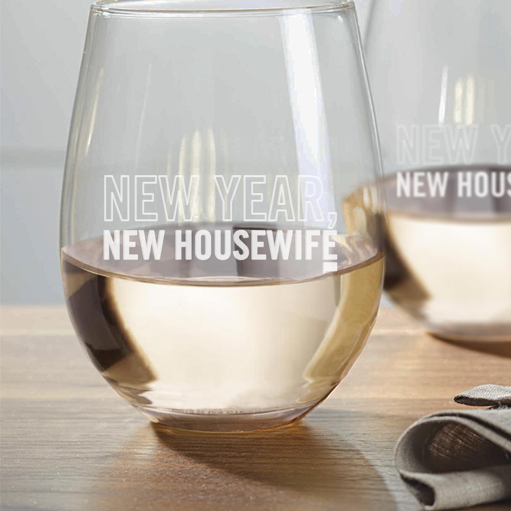 Bravo New Year, New Housewife Stemless Wine Glass - Set of 2