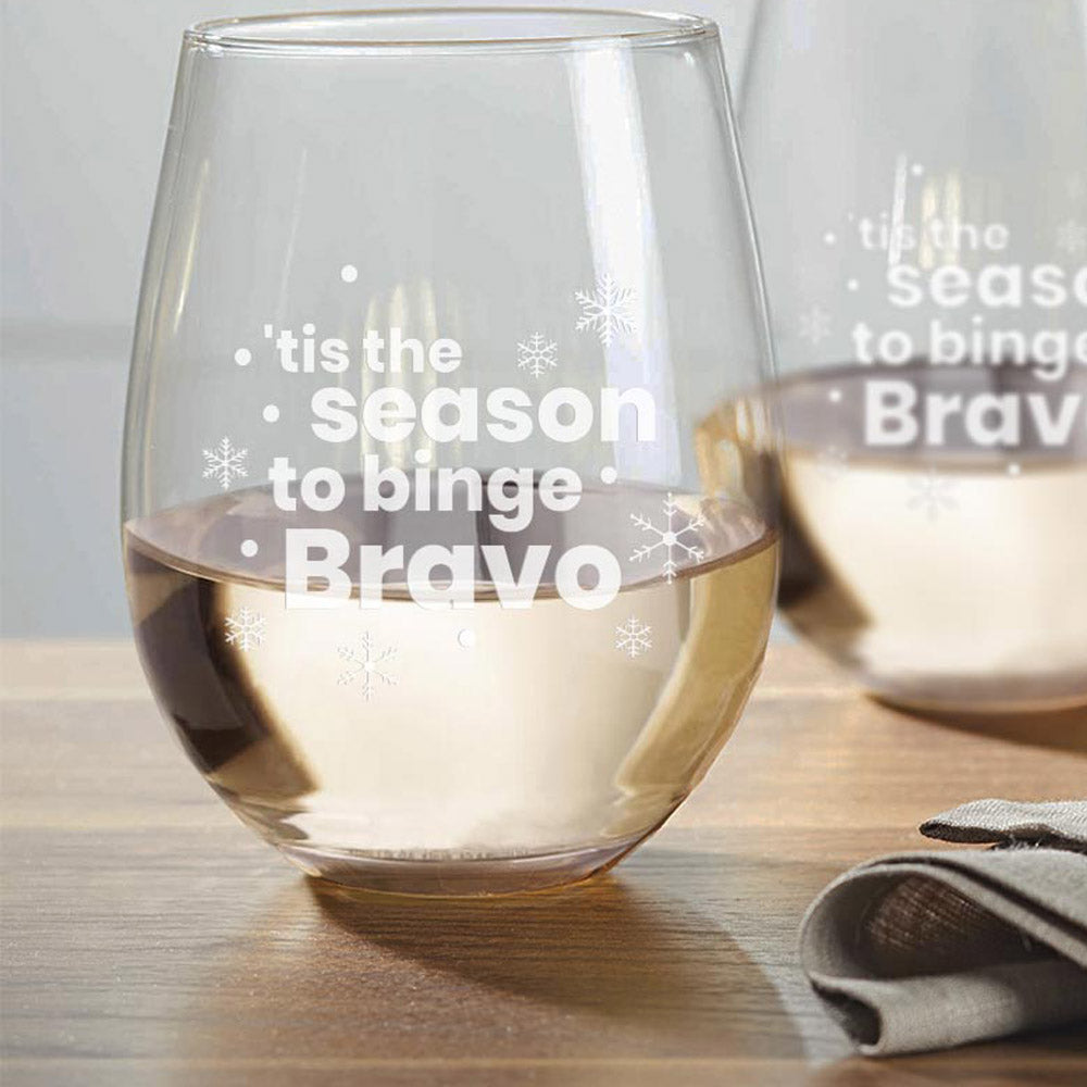 Bravo 'Tis the Season Stemless Wine Glass - Set of 2