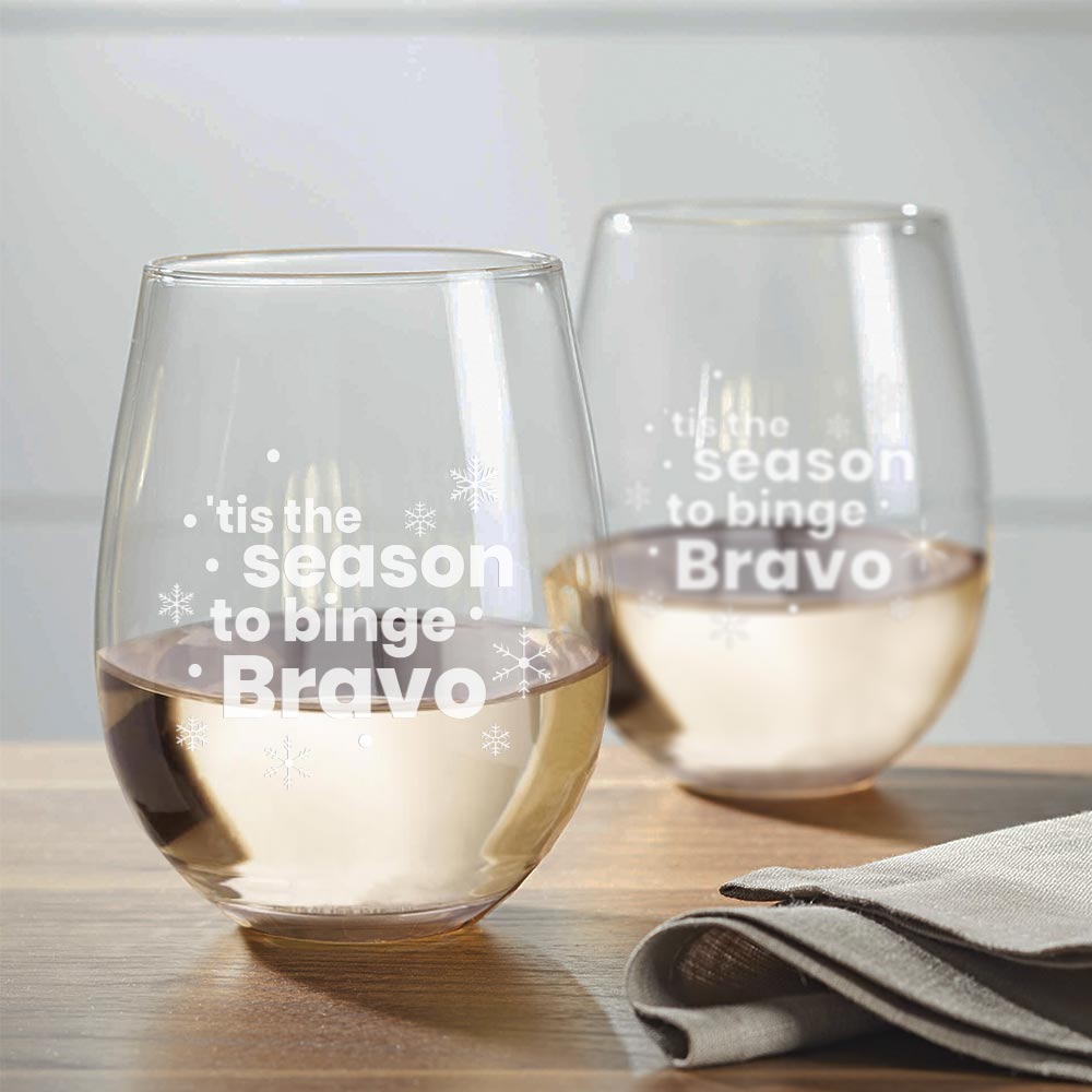 Bravo 'Tis the Season Stemless Wine Glass - Set of 2