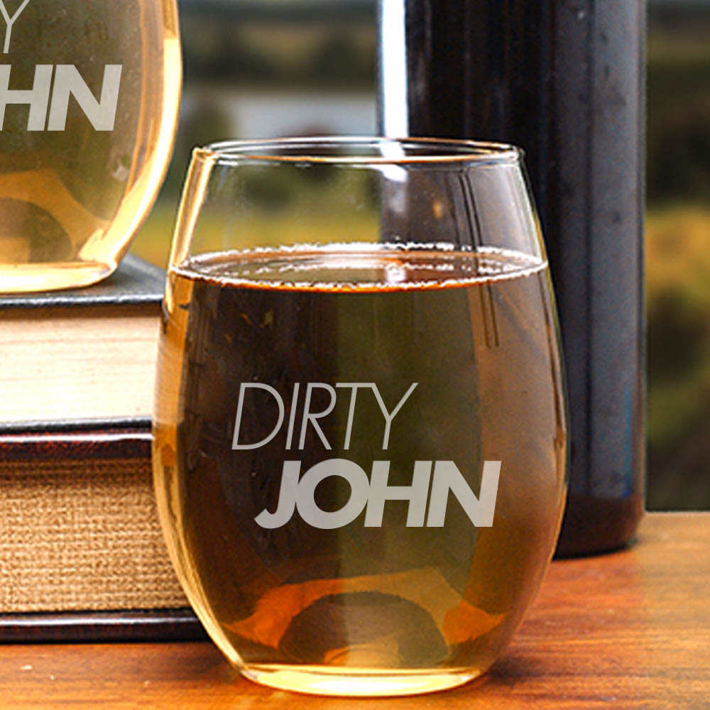 Dirty John Logo Steamless Wine Glass - Set of 2