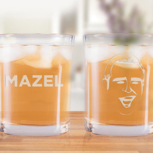 Watch What Happens Live Mazel and Andy's Face Rocks Glass - Set of 2-1
